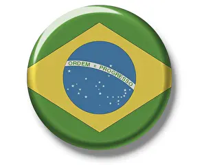 Cut Out National Flag Prints: Button, flag of Brazil