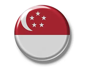 Isolated National Flag Image Prints: Button, flag of Singapore