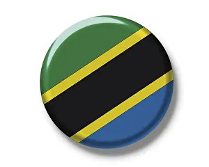 Tanzania Flag Prints: Button, flag of Tanzania