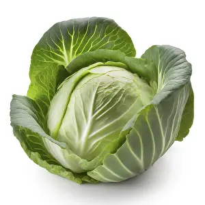 Images Dated 20th February 2024: Cabbage Print on White Background