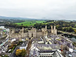 Drone Photography Wales UK Prints: Caernarfon Castle from a drone