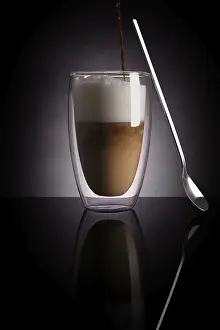 Dark Background Coffee Prints: Caffe latte on dark background