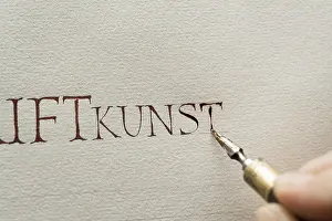 Southern Germany Arts And Crafts Prints: Calligraphy studio, hand writes text with ink