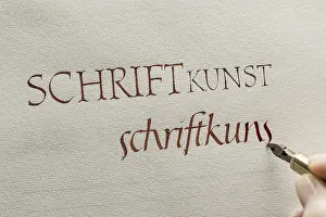 Southern Germany Arts And Crafts Prints: Calligraphy studio, hand writes text with ink