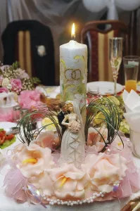 Romantic Dinner Setup Prints: Candle on the table with a romantic dinner