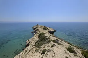 Deserted Beaches Europe Prints: The cape, on the left side cave churches