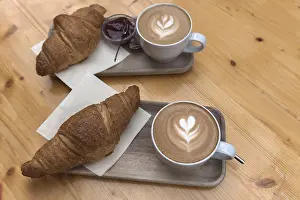 Central European Groceries Prints: Cappuccino with croisson and jam