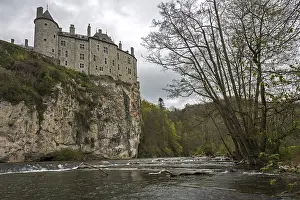 Prints of Castle, Chateau de Walzin, below River Lesse, Province of Namur, Dinant Region, Belgium Castle, Chteau de Walzin, below River Lesse, Province of Namur, Dinant Region, Belgium Castle Prints: Chateau de Walzin Castle Print, Namur Province, Belgium