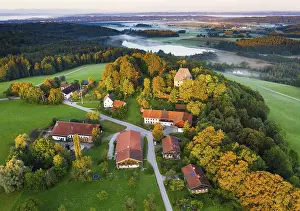 Autumnal Atmosphere In Bavaria Prints: Castle Harmating, Harmating, Harmatinger Weiher