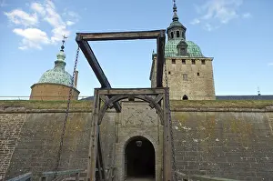 Scandinavian Castle Prints: Castle with wall and drawbridge