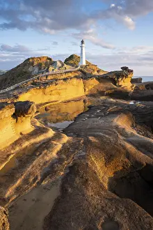 Rocky Shore Landscape Prints: Castlepoint lighthouse on a rock
