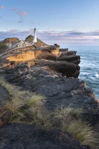 Morning Sunrise Landscape Prints: Castlepoint lighthouse on a rock
