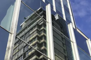 High Rise Cityscape Prints: Reflection on a skyscraper