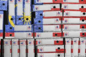 Empty Banner Design Prints: Malaysia Flag Colors Folder Stack