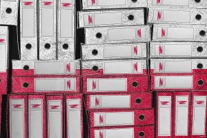 Eastern European Administrative Buildings Prints: Poland Flag Colors Folder Stack