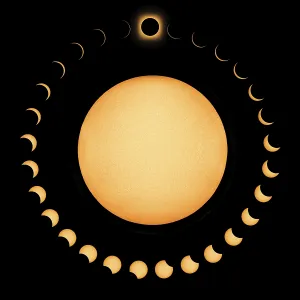 Total Solar Eclipse Images Prints: Total Solar Eclipse phases, Composite Solar Eclipse