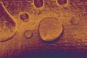 Empty Uninhabited Landscape Prints: Water drops on a solid surface