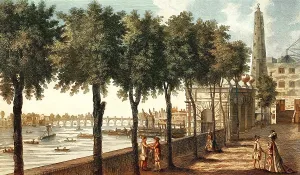 Prints of Westminster and Westminster Bridge from York Stairs and the water tower, London, England, 1780 York Prints: Westminster and Westminster Bridge Print, London 1780