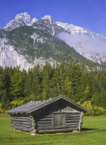 Uninhabited Mountain Range Europe Prints: HAYSTACK IN THE MOUNTAINS. HAYSTACK IN THE ALPS