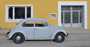 Vintage Car Parking Prints: Old VW Beetle, Triestingtal, Lower Austria, Austria, Europe