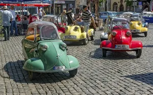 Deserted Roadway Scene Prints: Oldtimer Messerschmitt KR 175 microcar