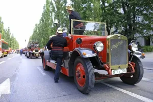 Daytime Street Scene Prints: Fire brigade nostalgia, old fire engine