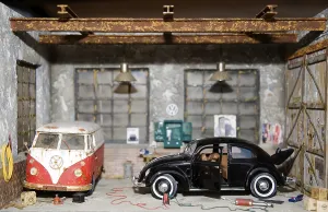 Classic Car Models Prints: Diorama construction, model making