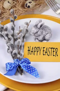 Easter Table Setting Prints: Fragment table setting willow branches Easter theme