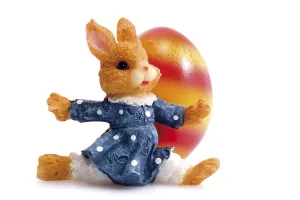 Easter Bunny Prints: Small Easter bunny next to a painted Easter egg