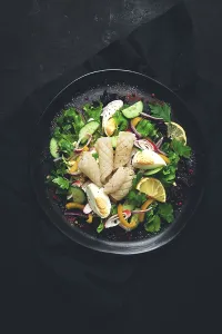 Homemade Seafood Dish Prints: Salad of squid and vegetables, with egg