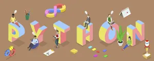 Modern Technology Symbol Prints: 3D Isometric Flat Illustration of Python