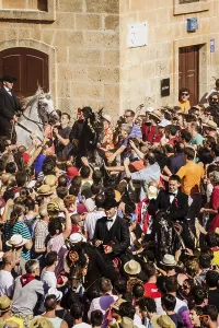 Prints of Horses dancing in the middle of the people, Des Born square, - caragol des Born -, Sant Joan festival. Ciutadella. Menorca, Balearic Islands, Spain Dance Prints: Horses Dancing in Des Born Square, Ciutadella, Menorca Print