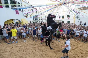 Prints of Traditional dance with horses, Jaleo, originating in the 14th century, Sant Bartomeu festivities, Ferreries, Menorca, Balearic Islands, Spain Dance Prints: Traditional Dance with Horses Print, Ferreries, Menorca, Spain