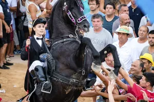 Prints of Traditional dance with horses, Jaleo, originating in the 14th century, Sant Bartomeu festivities, Ferreries, Menorca, Balearic Islands, Spain Dance Prints: Traditional Dance with Horses Print, Ferreries, Menorca, Spain
