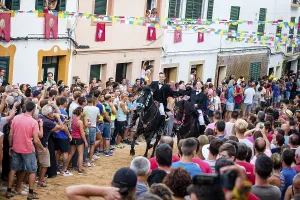 Prints of Traditional dance with horses, Jaleo, originating in the 14th century, Sant Bartomeu festivities, Ferreries, Menorca, Balearic Islands, Spain Dance Prints: Traditional Dance with Horses Print, Ferreries, Menorca, Spain