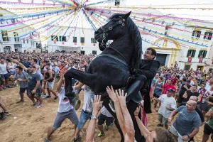 Prints of Traditional dance with horses, Jaleo, originating in the 14th century, Sant Bartomeu festivities, Ferreries, Menorca, Balearic Islands, Spain Dance Prints: Traditional Dance with Horses Print, Ferreries, Menorca, Spain