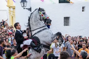 Prints of Traditional dance with horses, Jaleo, originating in the 14th century, Sant Bartomeu festivities, Ferreries, Menorca, Balearic Islands, Spain Dance Prints: Traditional Dance with Horses Print, Ferreries, Menorca, Spain