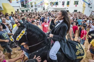Prints of Traditional dance with horses, Jaleo, originating in the 14th century, Sant Bartomeu festivities, Ferreries, Menorca, Balearic Islands, Spain Dance Prints: Traditional Jaleo Dance with Horses Print, Menorca, Spain