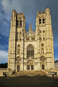 Historic City Center Belgium Prints: Cathedral of St. Michael and St