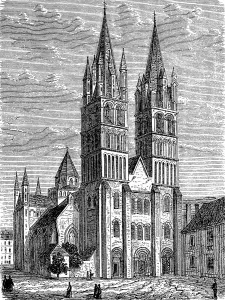 Western European Historical Landmarks Prints: Cathedral of St. Stephen in Caen