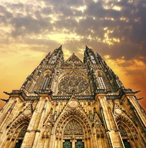 Gothic Cathedral Prints: Cathedral on Sunset