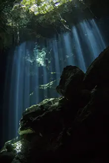 Underwater Cave Photography Prints: Cave of light from the cave ceiling