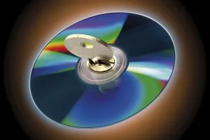 Data Security Prints: CD/DVD with lock and key: symbol for data security