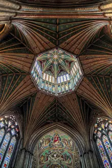 Historic British Church Building Prints: Ceiling Detail Ely Cathedral