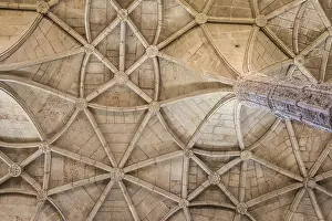 Deserted Abbey In Europe Prints: Ceiling of the Hieronymus monastery