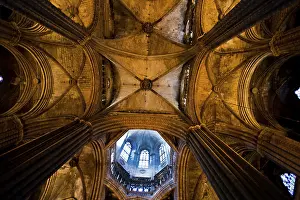 Historic City Centre View Prints: Ceiling Interior View of Cathedral Gothic