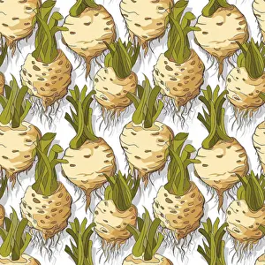 Healthy Eating Symbol Prints: Celery roots repeating pattern
