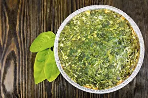 Historic Food Photography Prints: Celtic cake with spinach, tomatoes