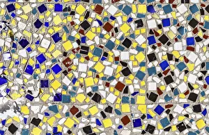 Colorful Geometric Pattern Prints: Ceramic colorful tiles mosaic abstract composition pattern background