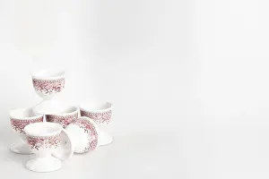 Clearable Text Space Prints: Ceramic egg cup with reddish pattern on white background